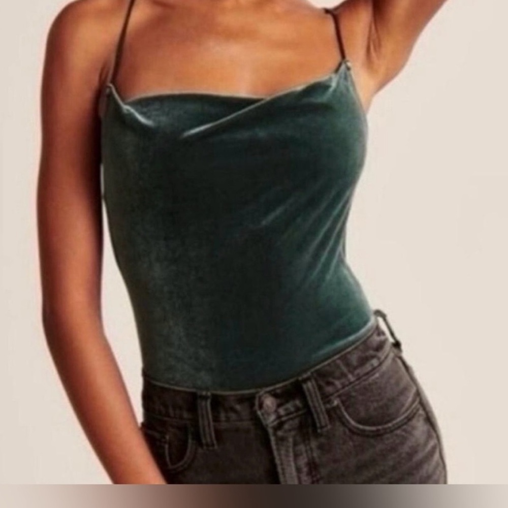 Abercrombie & Fitch Dark Green Velvet Bodysuit